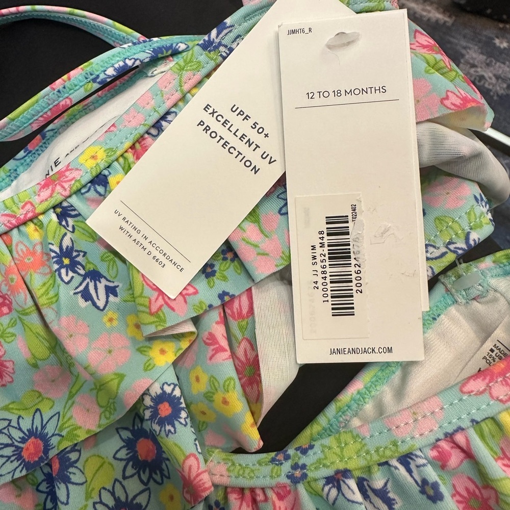 Janie and Jack | Pink and Blue Floral Ruffle Bikini | Size 12-18 months | NWT‎ - Picture 4 of 4